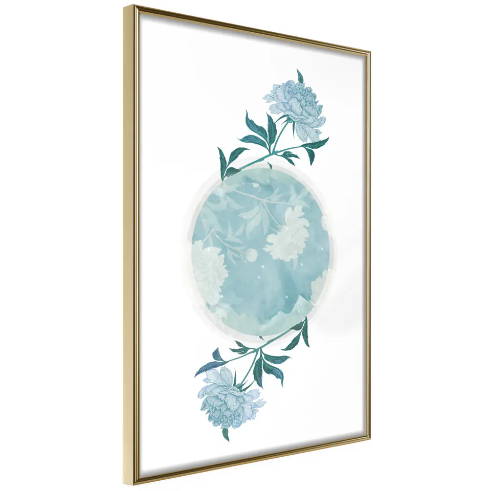 ⁨Poster - The World in shades of blue (size 40x60, finish Gold frame)⁩ at Wasserman.eu