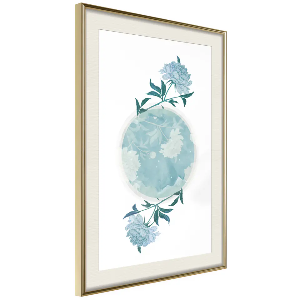⁨Poster - The world in shades of blue (size 40x60, finish Gold frame with passe-partout)⁩ at Wasserman.eu