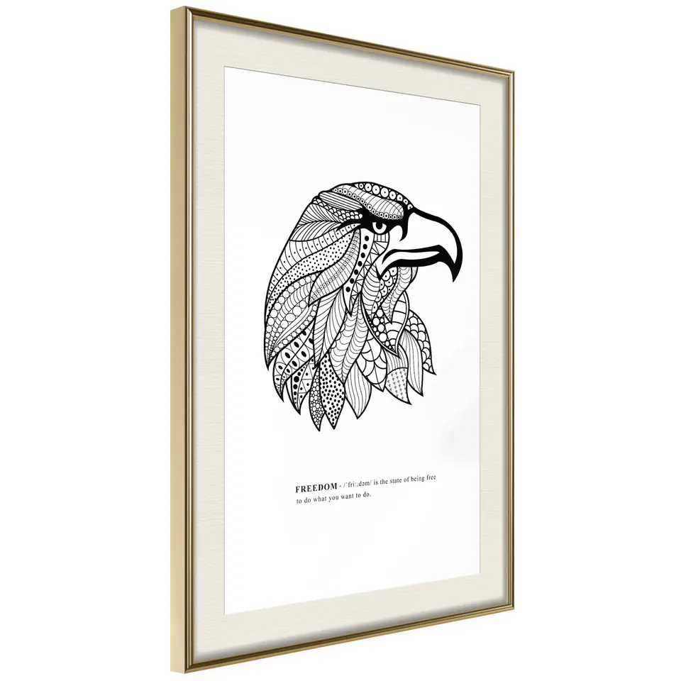 ⁨Poster - Symbol of freedom (size 20x30, finish Gold frame with passe-partout)⁩ at Wasserman.eu
