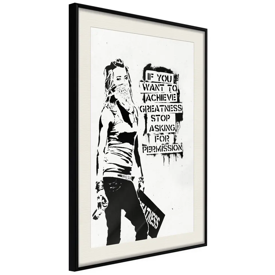 ⁨Poster - If You Want To Achieve Greatness (size 20x30, finish Black frame with passe-partout)⁩ at Wasserman.eu