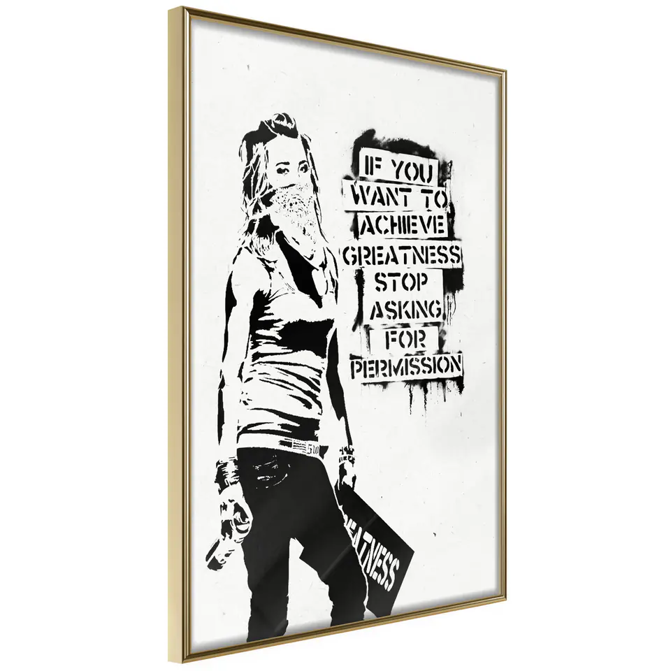 ⁨Plakat - Dziewczyna z graffiti [Poster] (rozmiar 30x45, wykończenie Rama złota)⁩ w sklepie Wasserman.eu