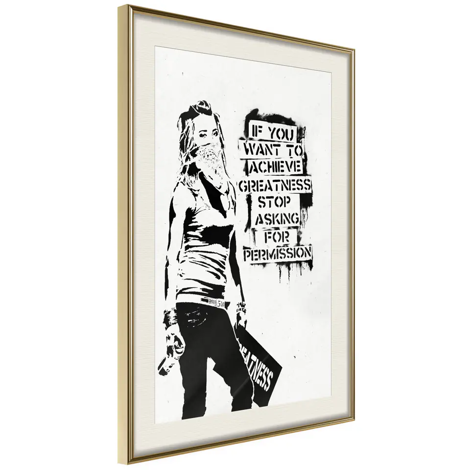 ⁨Poster - If You Want To Achieve Greatness (size 20x30, finish Gold frame with passe-partout)⁩ at Wasserman.eu