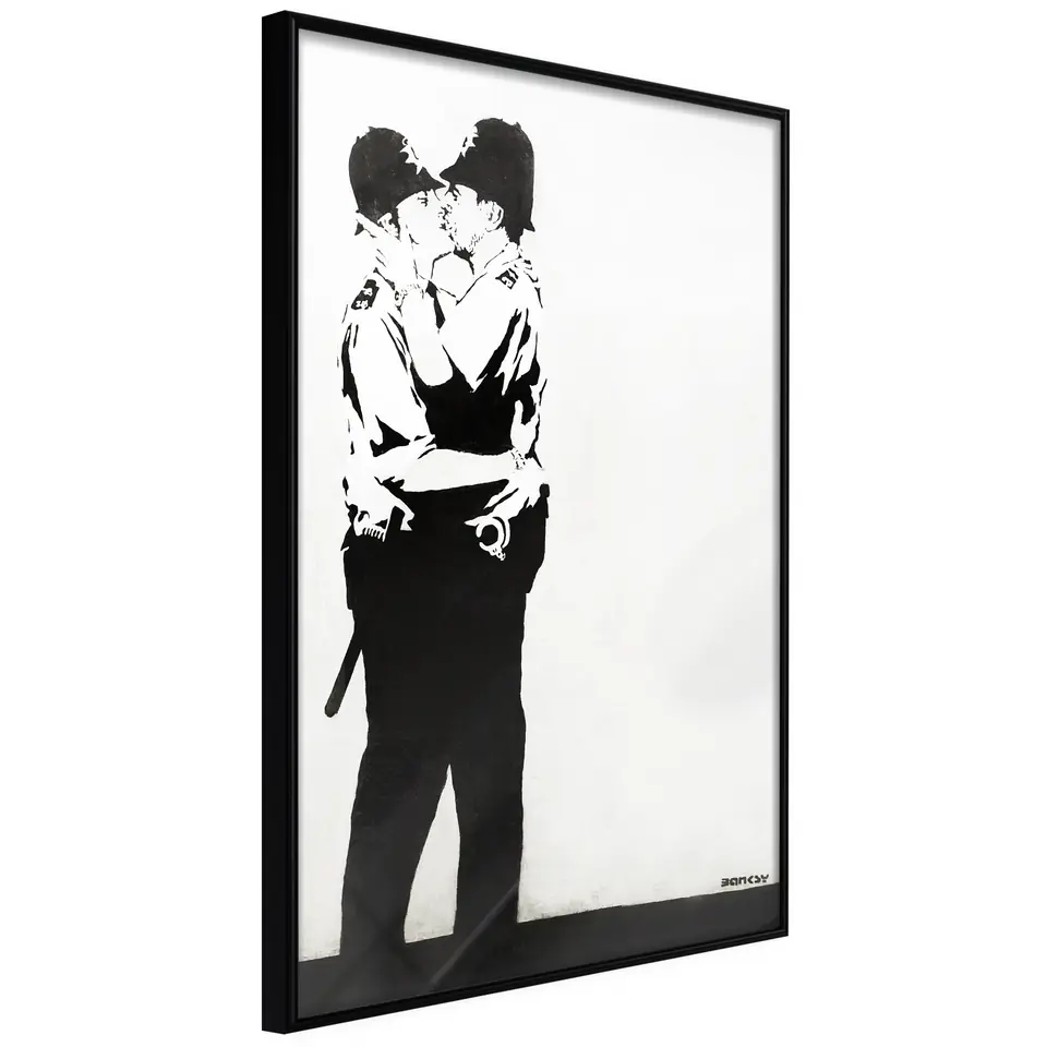 ⁨Poster - Banksy: Kissing Coppers II (size 20x30, finish Frame black)⁩ at Wasserman.eu