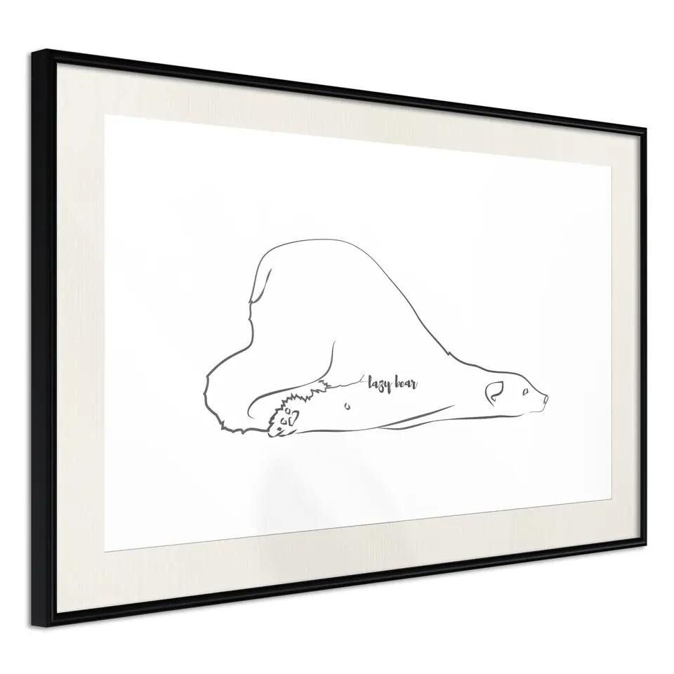 ⁨Poster - Resting polar bear (size 45x30, finish Black frame with passe-partout)⁩ at Wasserman.eu