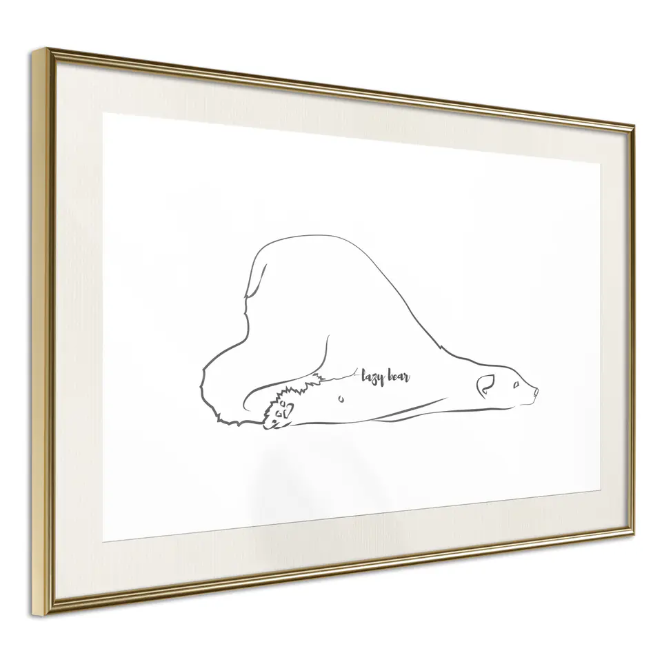 ⁨Poster - Resting polar bear (size 45x30, finish Gold frame with passe-partout)⁩ at Wasserman.eu