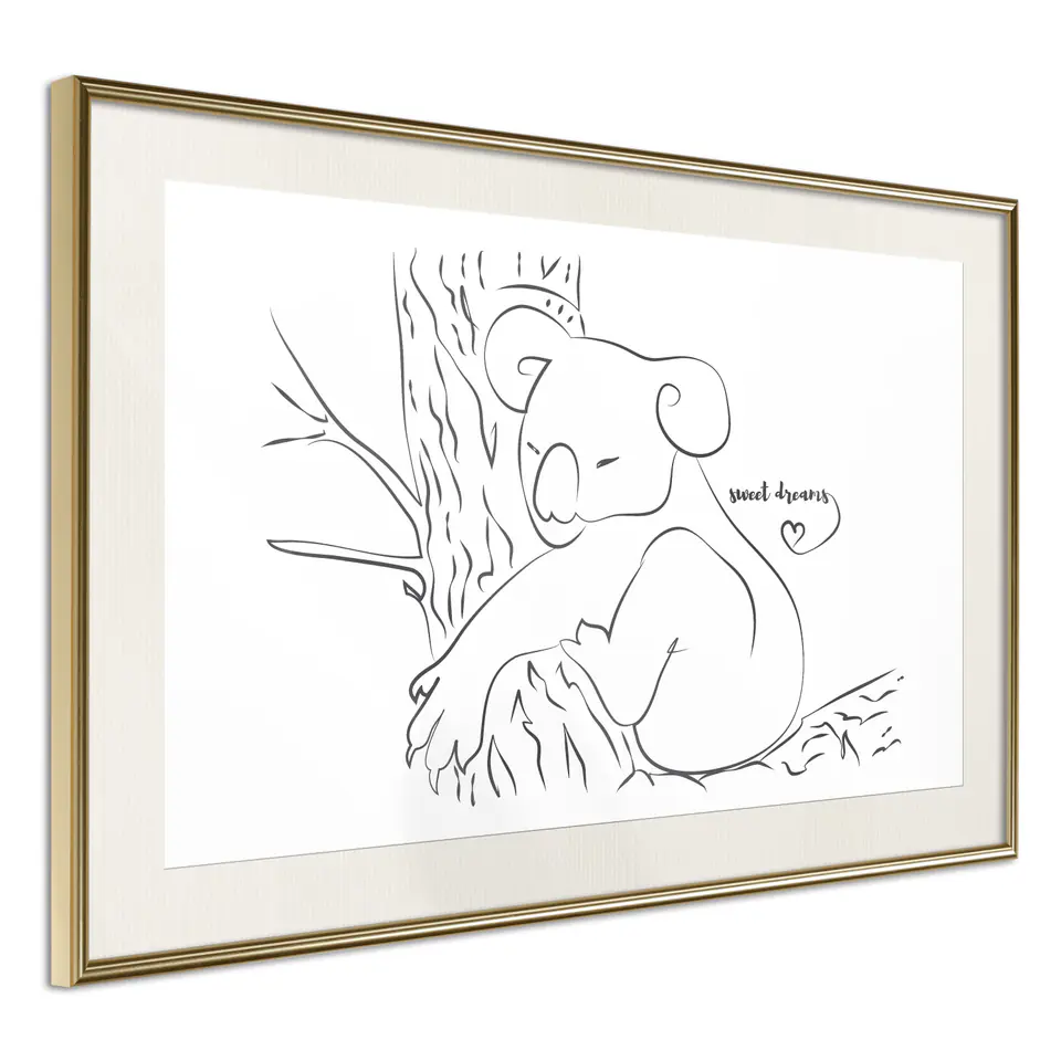 ⁨Poster - Resting koala (size 30x20, finish Gold frame with passe-partout)⁩ at Wasserman.eu
