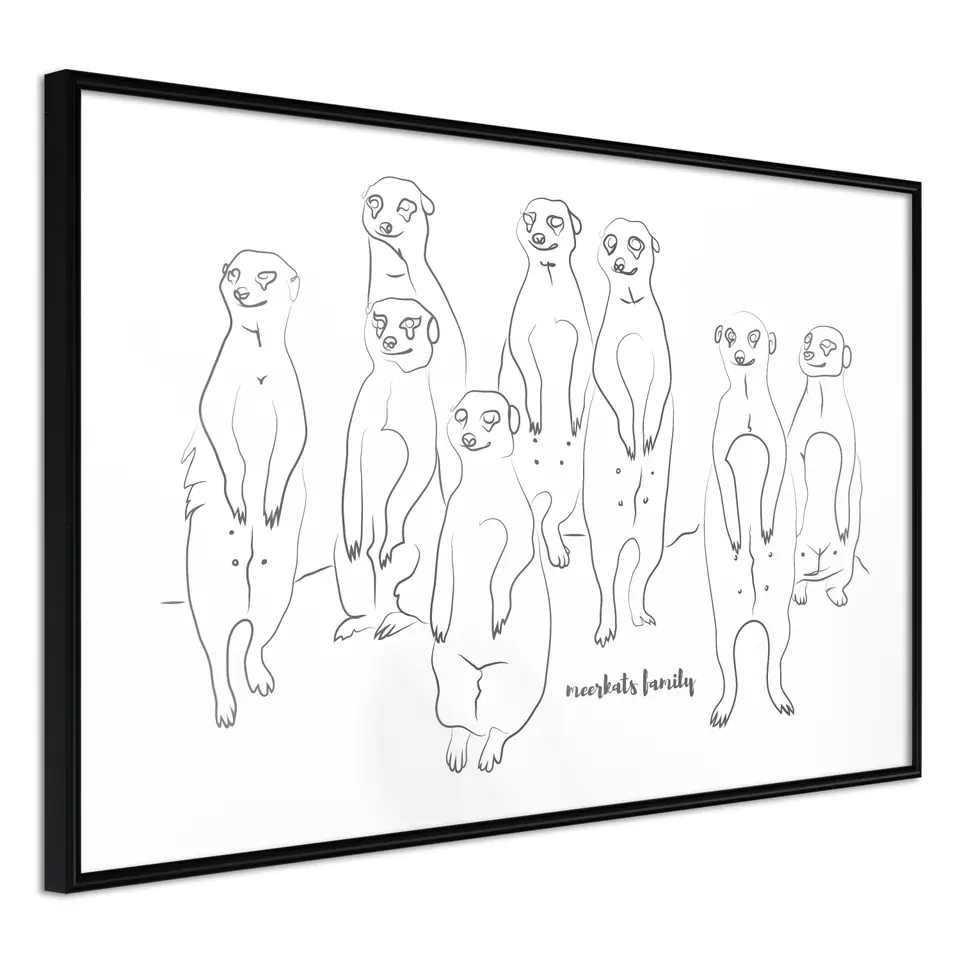 ⁨Plakat - Rodzina surykatek [Poster] (rozmiar 30x20, wykończenie Rama czarna)⁩ w sklepie Wasserman.eu