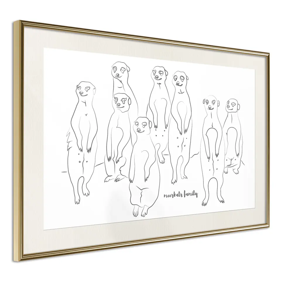 ⁨Poster - Worth meerkats (size 30x20, finish Gold frame with passe-partout)⁩ at Wasserman.eu