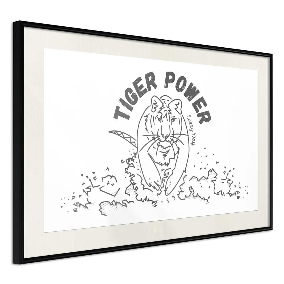 ⁨Plakat - Tiger power [Poster] (rozmiar 90x60, wykończenie Rama czarna z passe-partout)⁩ w sklepie Wasserman.eu