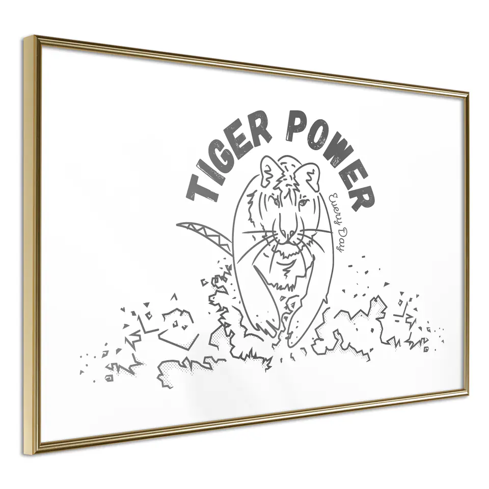 ⁨Poster - Inner tiger (size 90x60, finish Gold frame)⁩ at Wasserman.eu