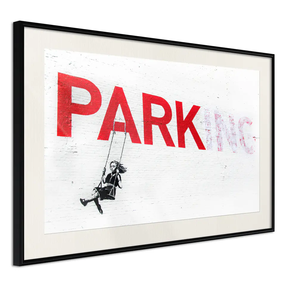 ⁨Poster - Banksy: Park(ing) (size 30x20, finish Black frame with passe-partout)⁩ at Wasserman.eu