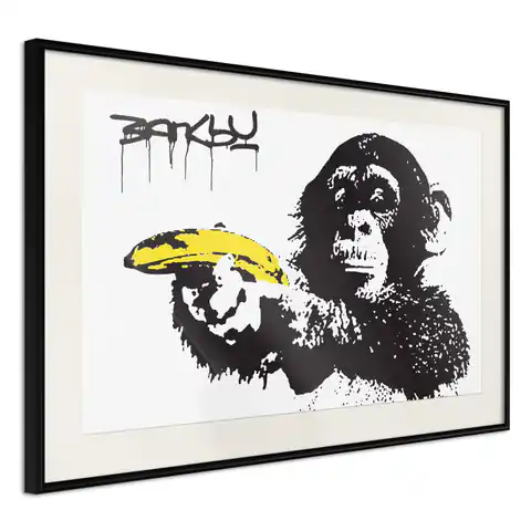 ⁨Plakat - Bananowy pistolet [Poster] (rozmiar 60x40, wykończenie Rama czarna z passe-partout)⁩ w sklepie Wasserman.eu