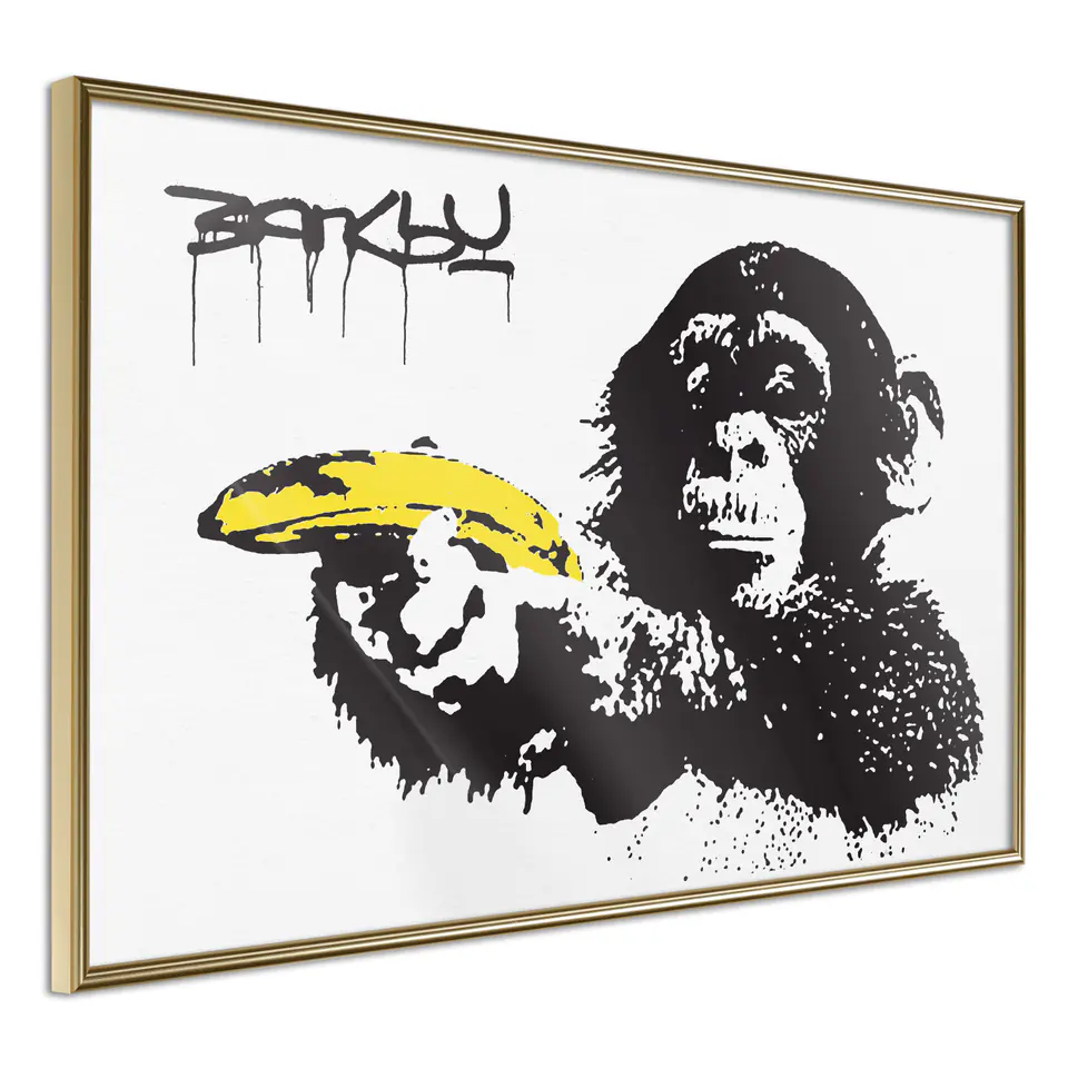⁨Poster - Banksy: Banana Gun I (size 45x30, finish Gold frame)⁩ at Wasserman.eu