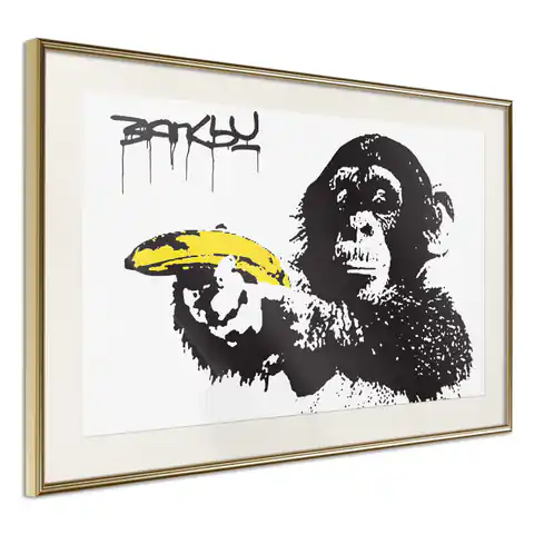 ⁨Plakat - Bananowy pistolet [Poster] (rozmiar 60x40, wykończenie Rama złota z passe-partout)⁩ w sklepie Wasserman.eu
