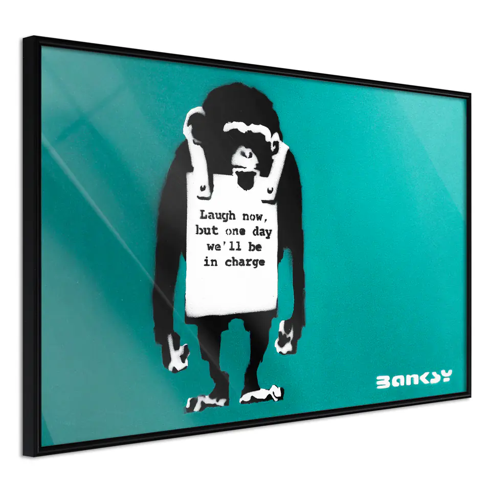 ⁨Poster - Banksy: Laugh Now (size 30x20, finish Frame black)⁩ at Wasserman.eu