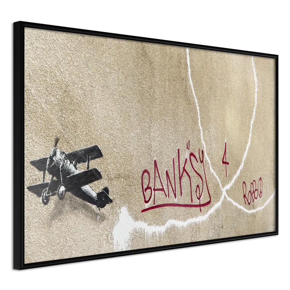 ⁨Poster - Banksy: Love Plane (size 30x20, finish Frame black)⁩ at Wasserman.eu