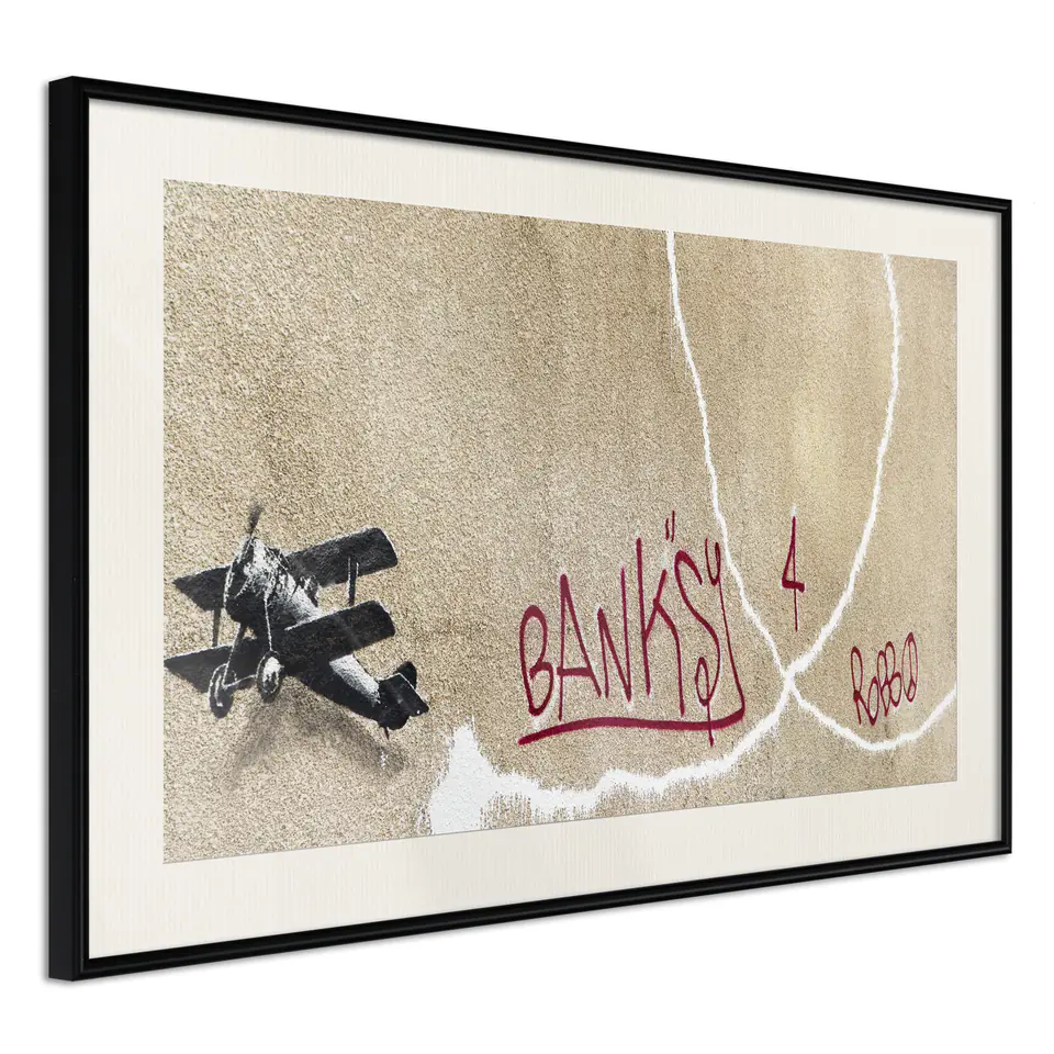 ⁨Poster - Banksy: Love Plane (size 30x20, finish Black frame with passe-partout)⁩ at Wasserman.eu
