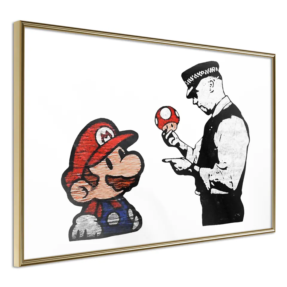 ⁨Poster - Banksy: Mario and Copper (size 45x30, finish Gold frame)⁩ at Wasserman.eu