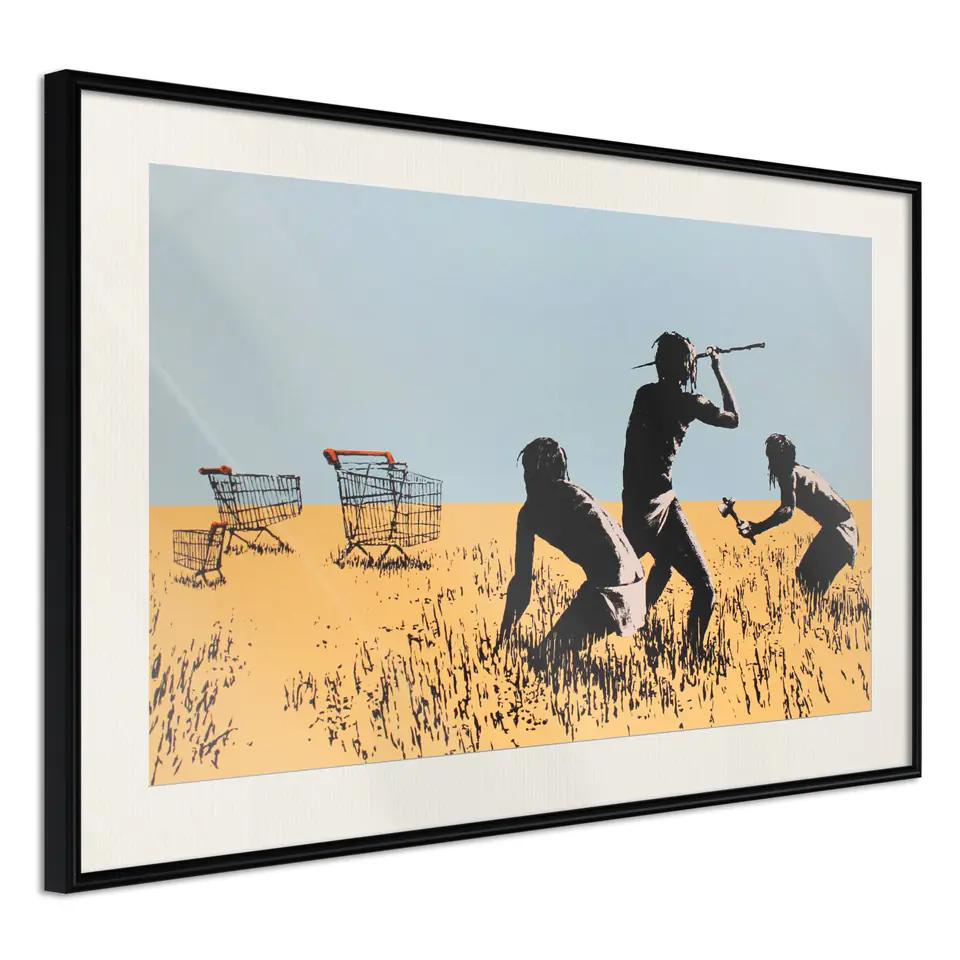 ⁨Poster - Banksy: Trolley Hunters (size 45x30, finish Black frame with passe-partout)⁩ at Wasserman.eu