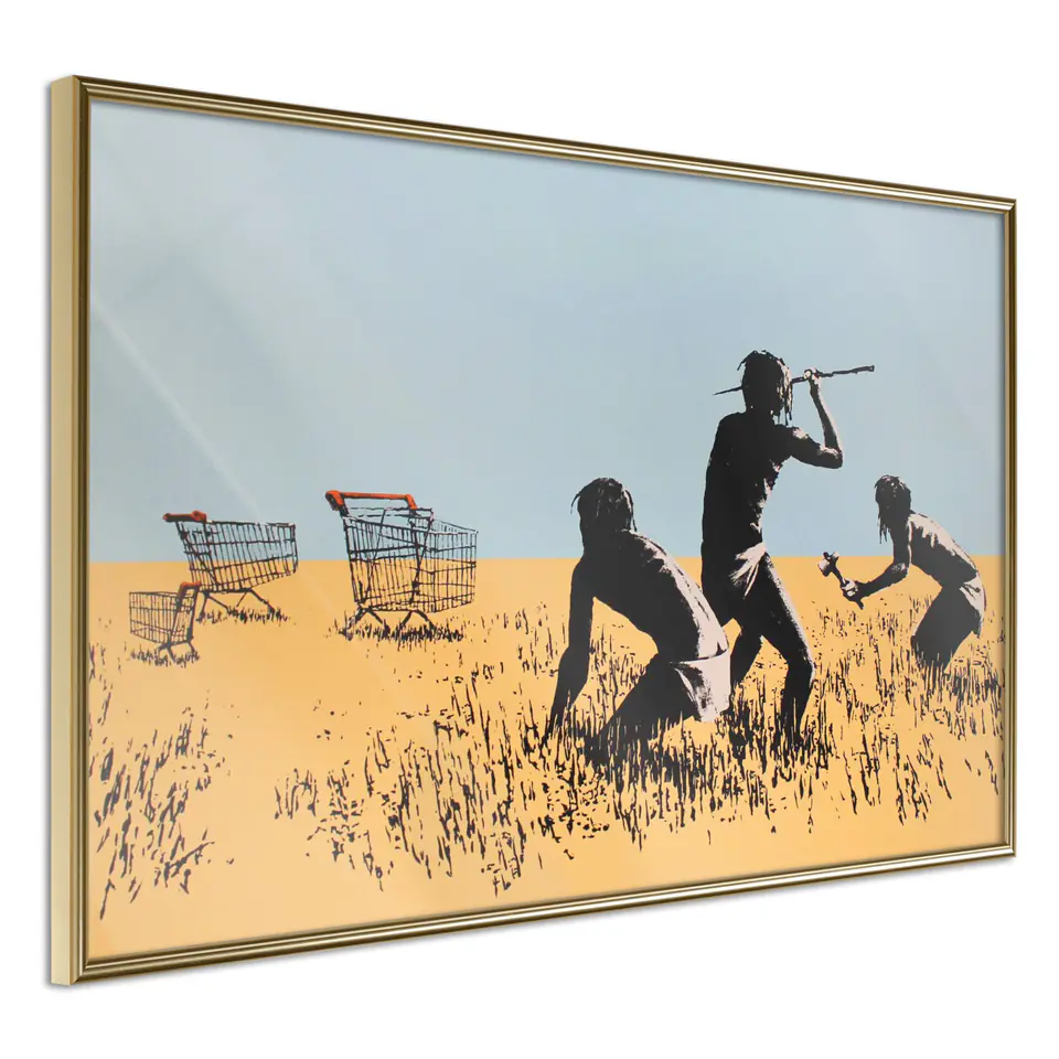 ⁨Poster - Banksy: Trolley Hunters (size 30x20, finish Gold frame)⁩ at Wasserman.eu