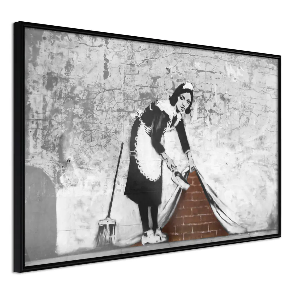 ⁨Poster - Banksy: Sweep it Under the Carpet (size 30x20, finish Frame black)⁩ at Wasserman.eu