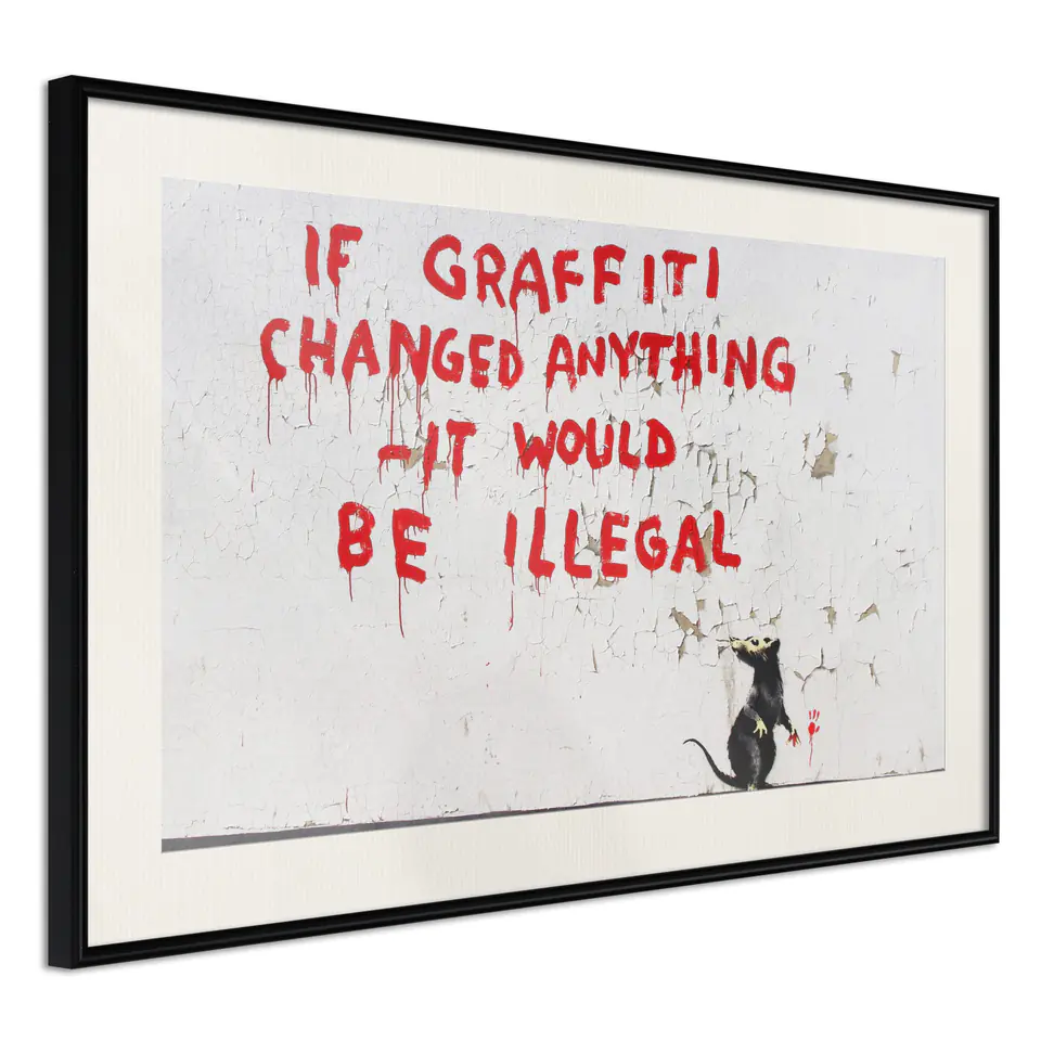 ⁨Poster - Banksy: If Graffiti Changed Anything (size 45x30, finish Black frame with passe-partout)⁩ at Wasserman.eu