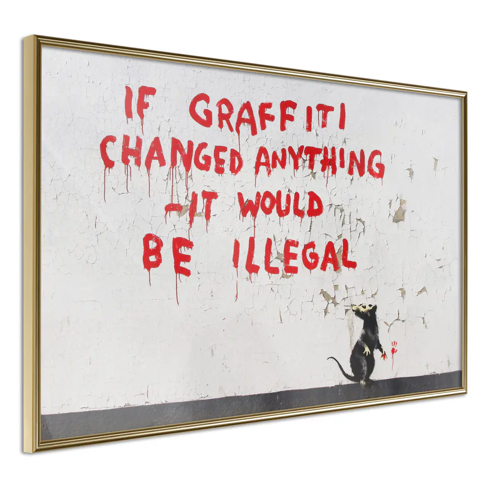 ⁨Poster - Banksy: If Graffiti Changed Anything (size 60x40, finish Gold frame)⁩ at Wasserman.eu