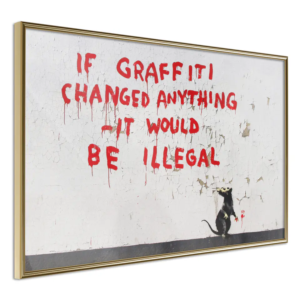 ⁨Plakat - Cytat graffiti [Poster] (rozmiar 60x40, wykończenie Rama złota)⁩ w sklepie Wasserman.eu