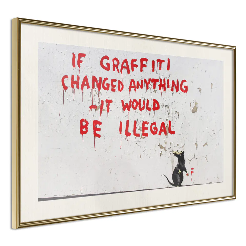 ⁨Poster - Banksy: If Graffiti Changed Anything (size 30x20, finish Gold frame with passe-partout)⁩ at Wasserman.eu