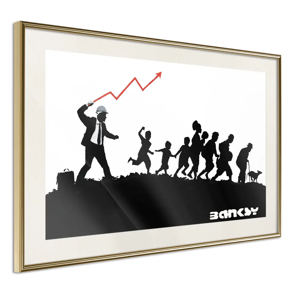 ⁨Poster - Banksy: The Whip (size 30x20, finish Gold frame with passe-partout)⁩ at Wasserman.eu