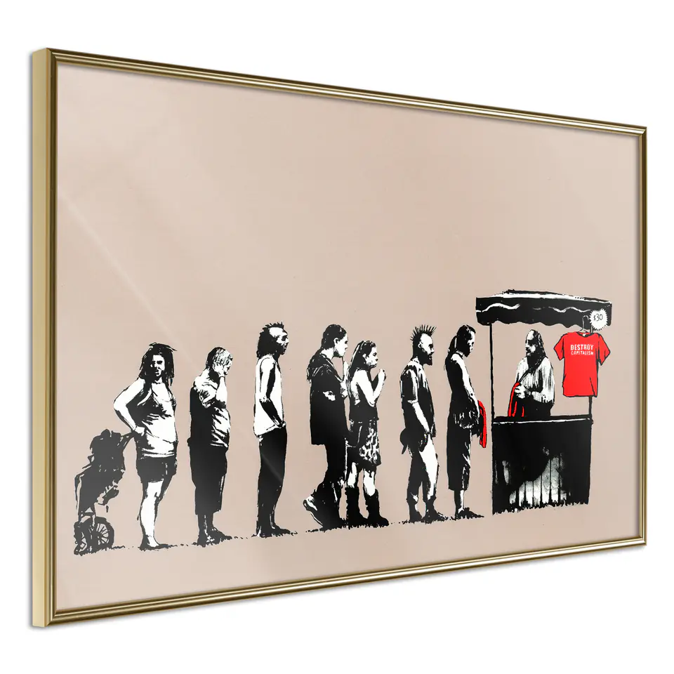 ⁨Poster - Banksy: Festival (size 30x20, finish Gold frame)⁩ at Wasserman.eu