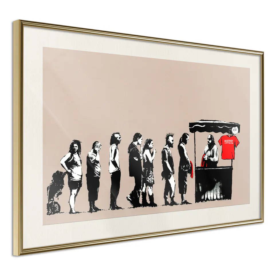 ⁨Poster - Banksy: Festival (size 30x20, finish Gold frame with passe-partout)⁩ at Wasserman.eu