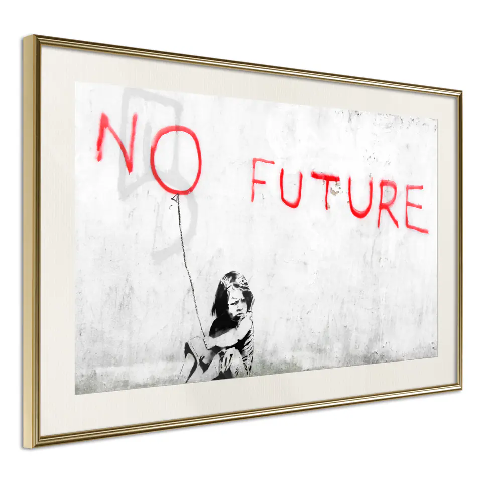 ⁨Poster - Banksy: No Future (size 30x20, finish Gold frame with passe-partout)⁩ at Wasserman.eu