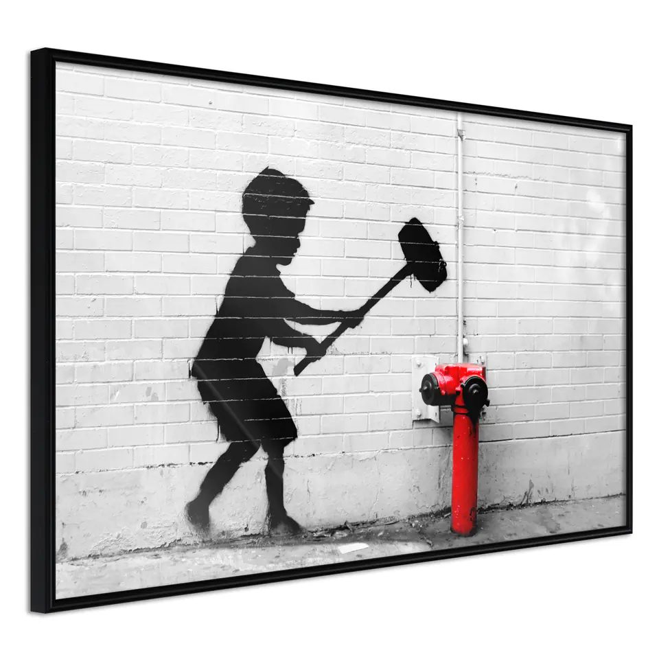 ⁨Poster - Banksy: Hammer Boy (size 30x20, finish Frame black)⁩ at Wasserman.eu