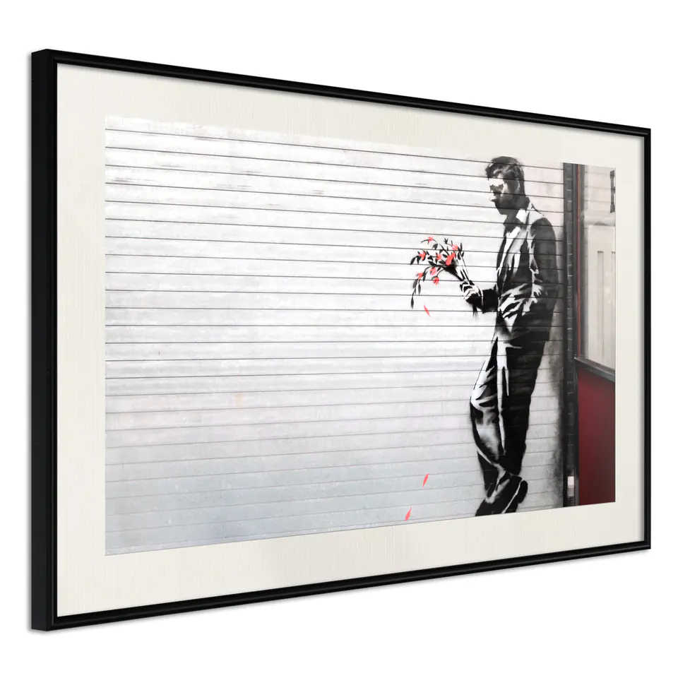 ⁨Poster - Banksy: Waiting in Vain (size 45x30, finish Black frame with passe-partout)⁩ at Wasserman.eu