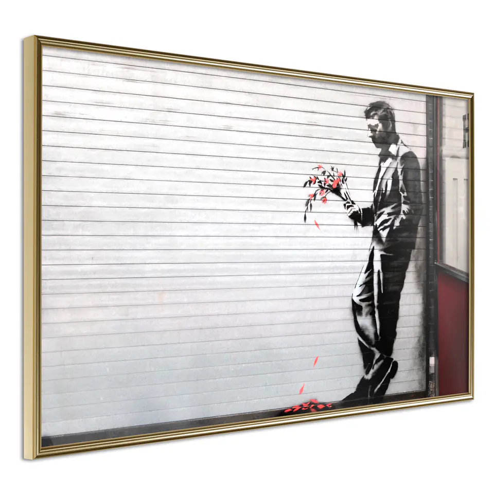 ⁨Poster - Banksy: Waiting in Vain (size 30x20, finish Gold frame)⁩ at Wasserman.eu