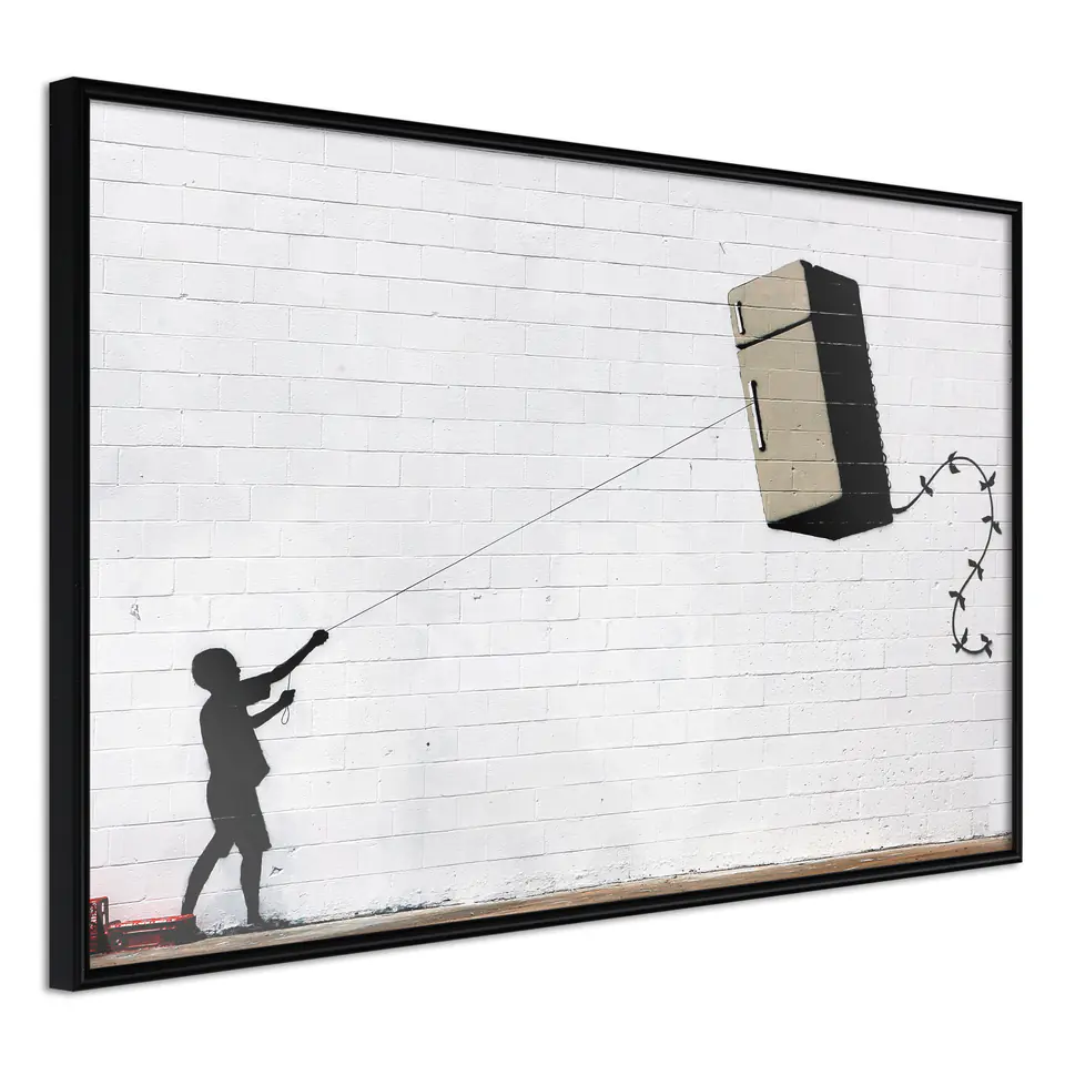 ⁨Poster - Banksy: Fridge Kite (size 45x30, finish Frame black)⁩ at Wasserman.eu