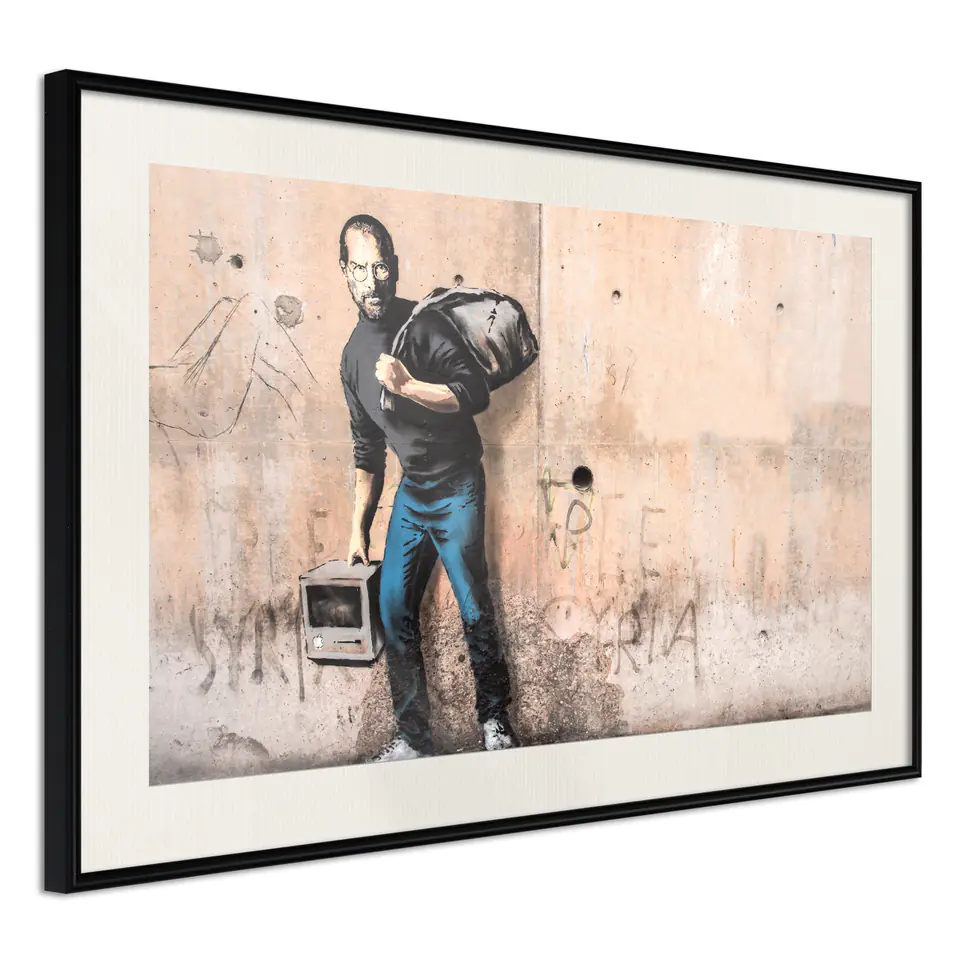 ⁨Poster - Banksy: The Son of a Migrant from Syria (size 60x40, finish Black frame with passe-partout)⁩ at Wasserman.eu