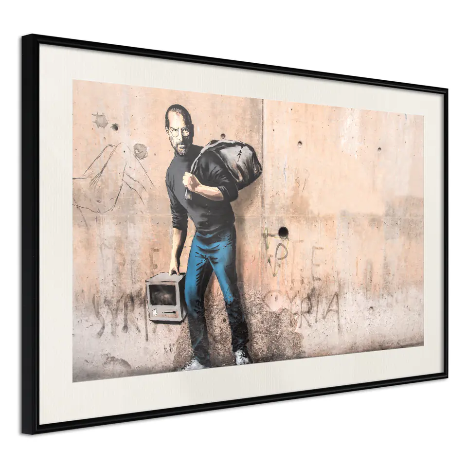 ⁨Poster - Banksy: The Son of a Migrant from Syria (size 45x30, finish Black frame with passe-partout)⁩ at Wasserman.eu
