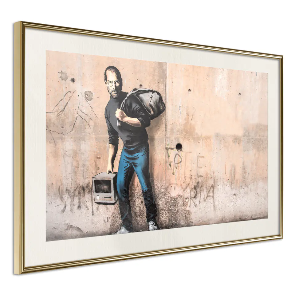 ⁨Poster - Banksy: The Son of a Migrant from Syria (size 30x20, finish Gold frame with passe-partout)⁩ at Wasserman.eu