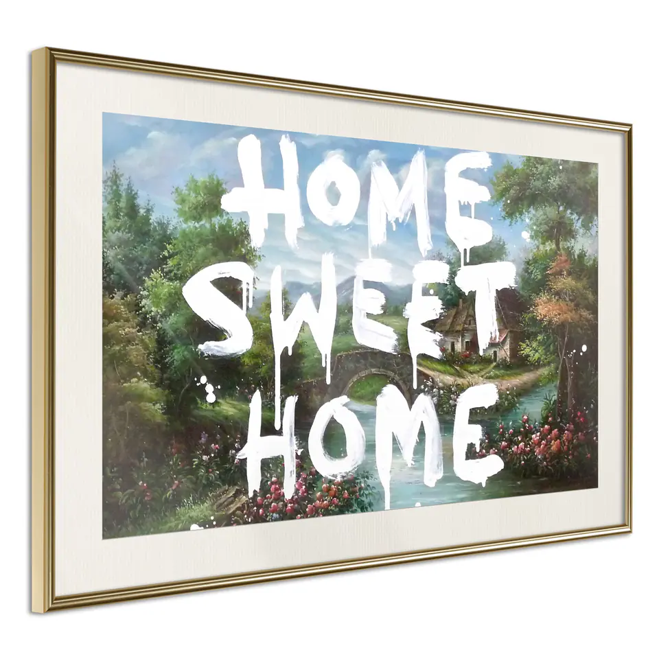 ⁨Poster - At home best (size 30x20, finish Gold frame with passe-partout)⁩ at Wasserman.eu