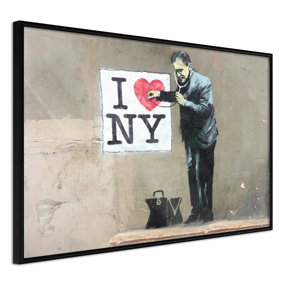 ⁨Poster - Banksy: I Heart NY (size 45x30, finish Frame black)⁩ at Wasserman.eu
