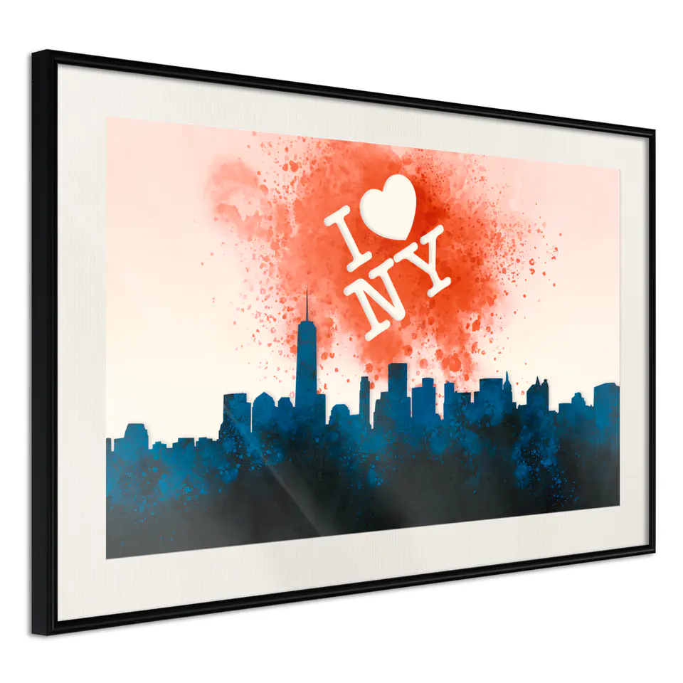 ⁨Plakat - I love NY [Poster] (rozmiar 60x40, wykończenie Rama czarna z passe-partout)⁩ w sklepie Wasserman.eu