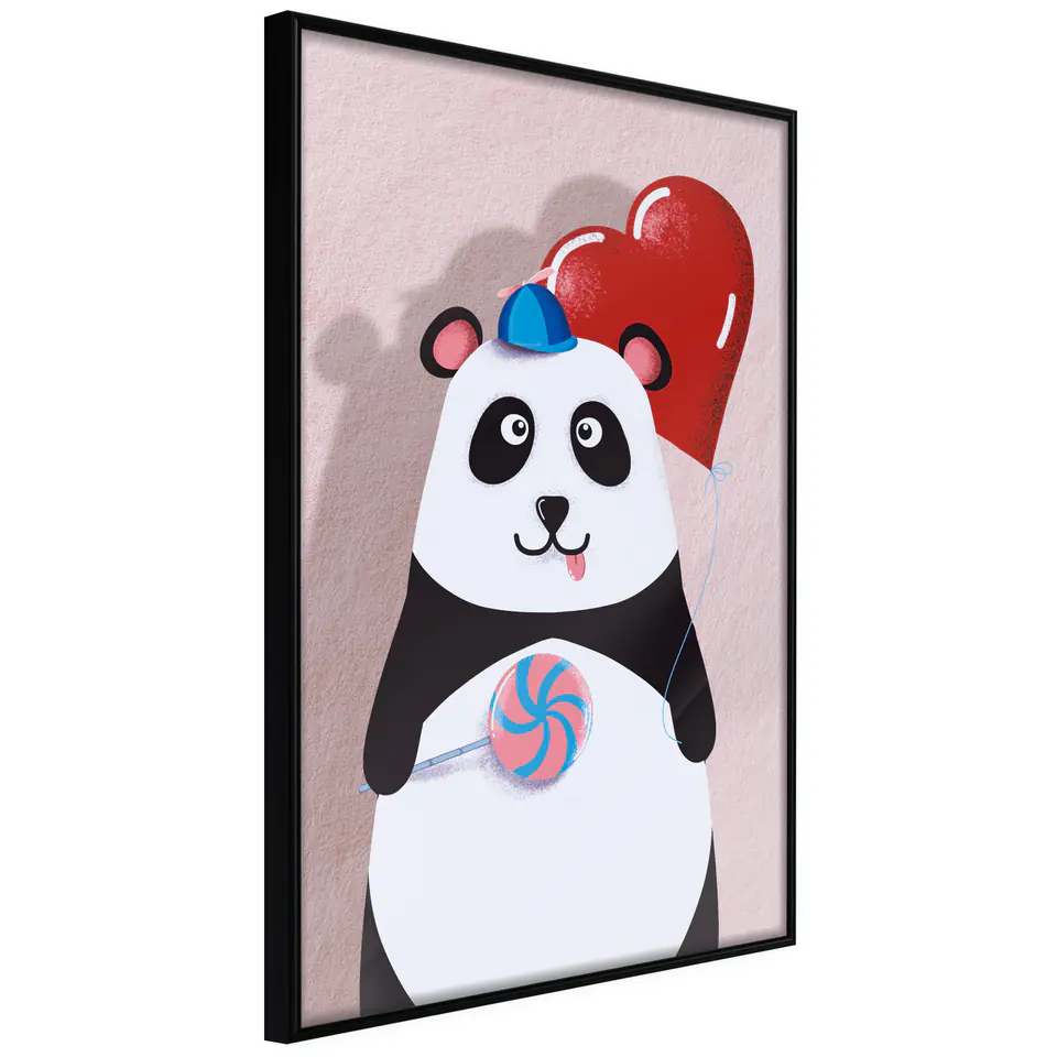 ⁨Plakat - Panda z balonikiem [Poster] (rozmiar 20x30, wykończenie Rama czarna)⁩ w sklepie Wasserman.eu