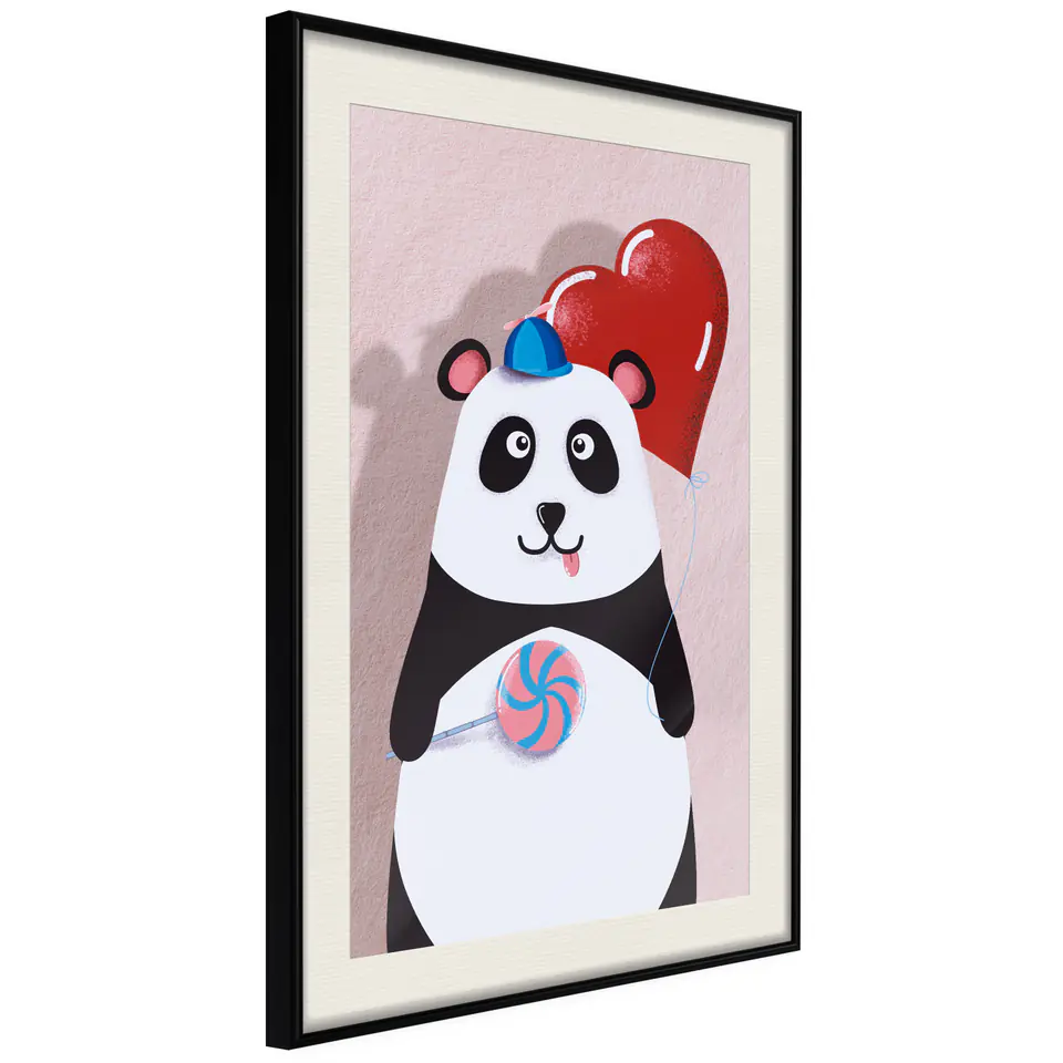 ⁨Poster - Lucky panda (size 20x30, finish Black frame with passe-partout)⁩ at Wasserman.eu