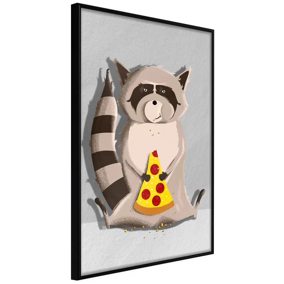 ⁨Poster - Pizza Raccoon (size 20x30, finish Frame black)⁩ at Wasserman.eu