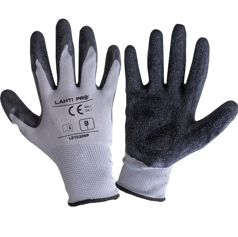 ⁨Gloves latex gray-black l212309p, 12 pairs, "9",ce, lahti⁩ at Wasserman.eu