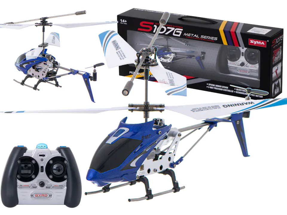 ⁨Helikopter zdalnie sterowany na pilota RC SYMA S107G niebieski⁩ w sklepie Wasserman.eu