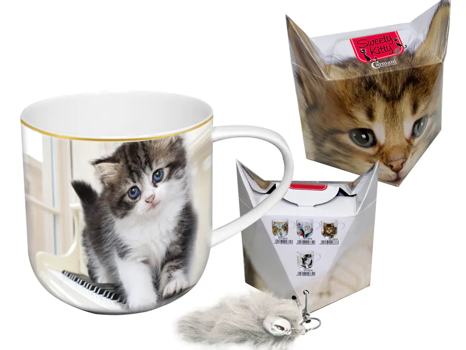 ⁨Mug - Kitten on the piano + box with a tail⁩ at Wasserman.eu