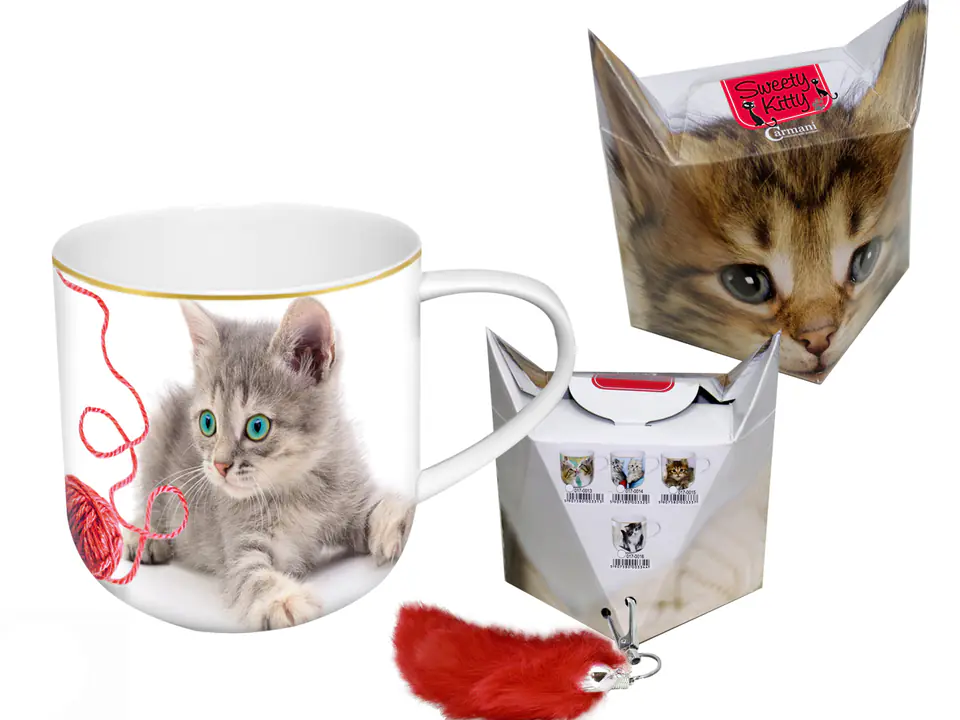 ⁨Mug - Cats with a ball of wool + box with a tail⁩ at Wasserman.eu